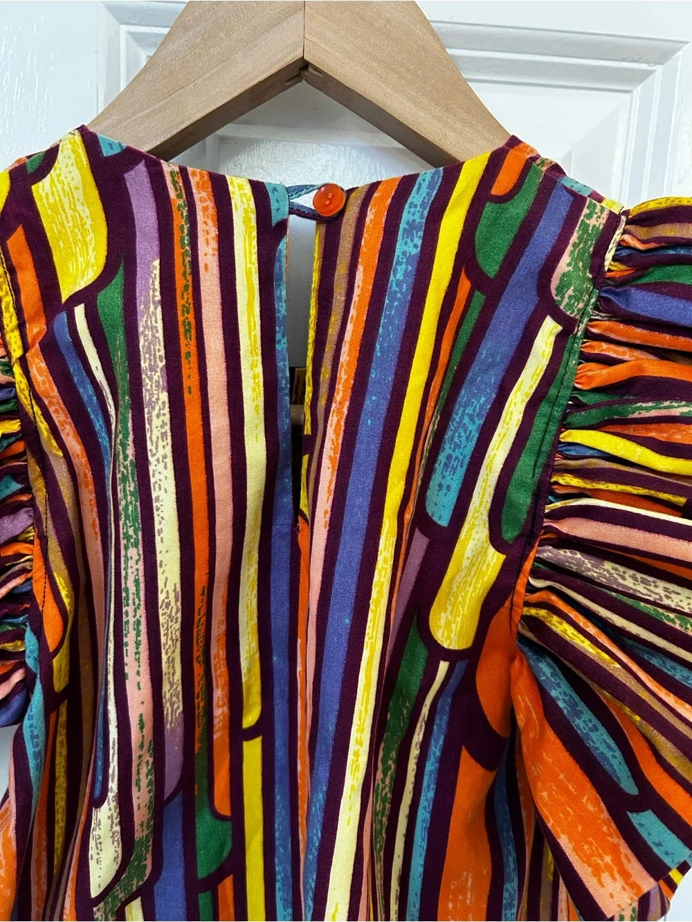 Elisamama girls abstract colorful print ruffle sleeve dress size 5 Nigerian